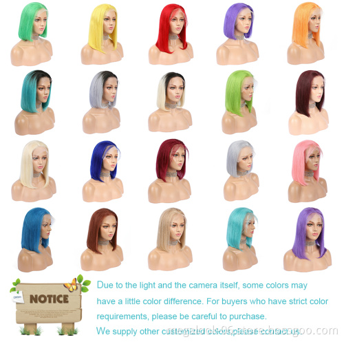 Virgin Aligned Cuticle Brazilian Human Hair Short Wavy Curly Bob Lace Front Frontal Wig